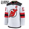 Lasten NHL New Jersey Devils Pelipaita Fanatics Premium Nico Hischier Vieras 2024-25 Valkoinen
